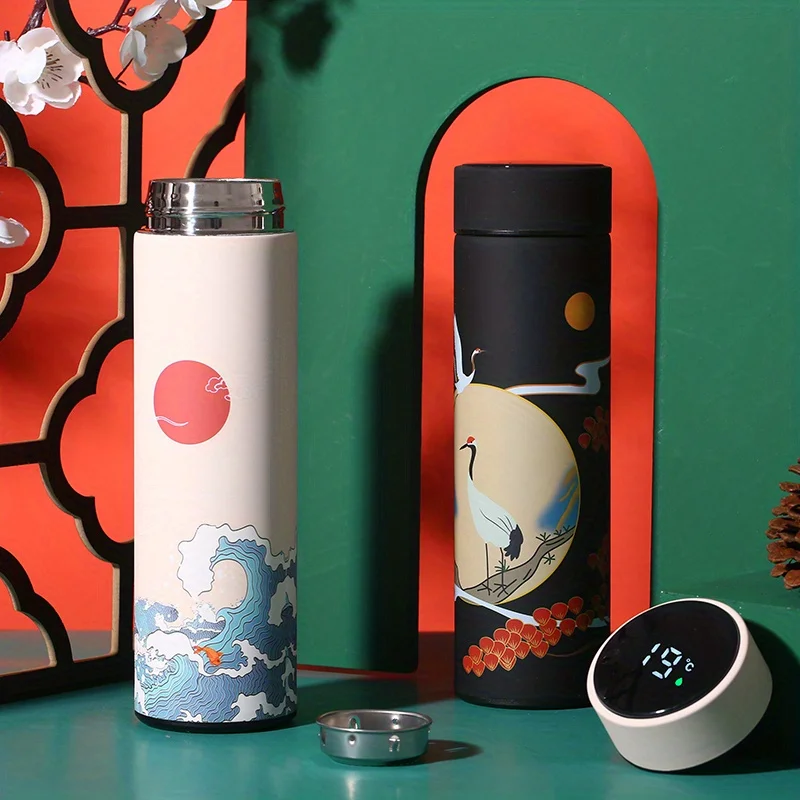 1pc Retro intelligence 304 Stainless Steel Insulated Cup, Chinese Style Trend, Creative Water Cup, Kitchen Supplies - Image 3