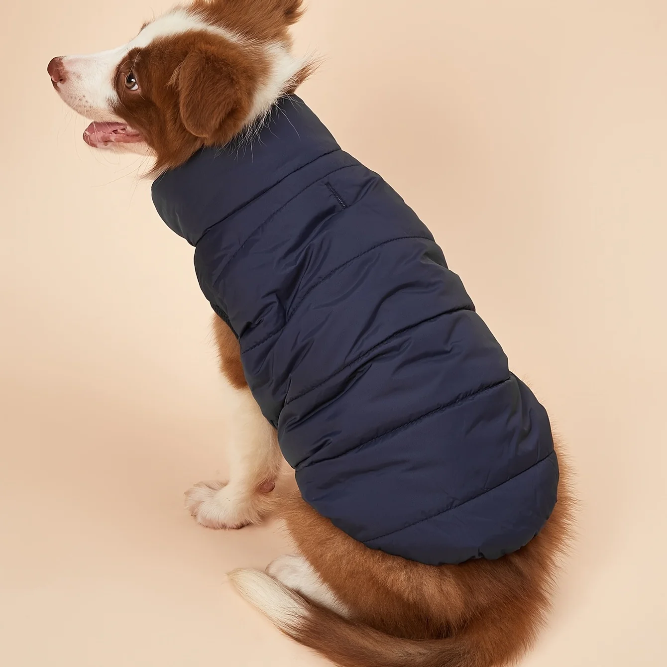 1pc Solid Color Dog Winter Warm Coat Thickened Padded Pet Jacket Soft Comfortable Dog Clothes For Cold Weather - Image 2