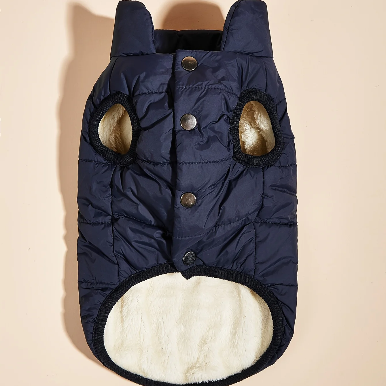 1pc Solid Color Dog Winter Warm Coat Thickened Padded Pet Jacket Soft Comfortable Dog Clothes For Cold Weather - Image 4