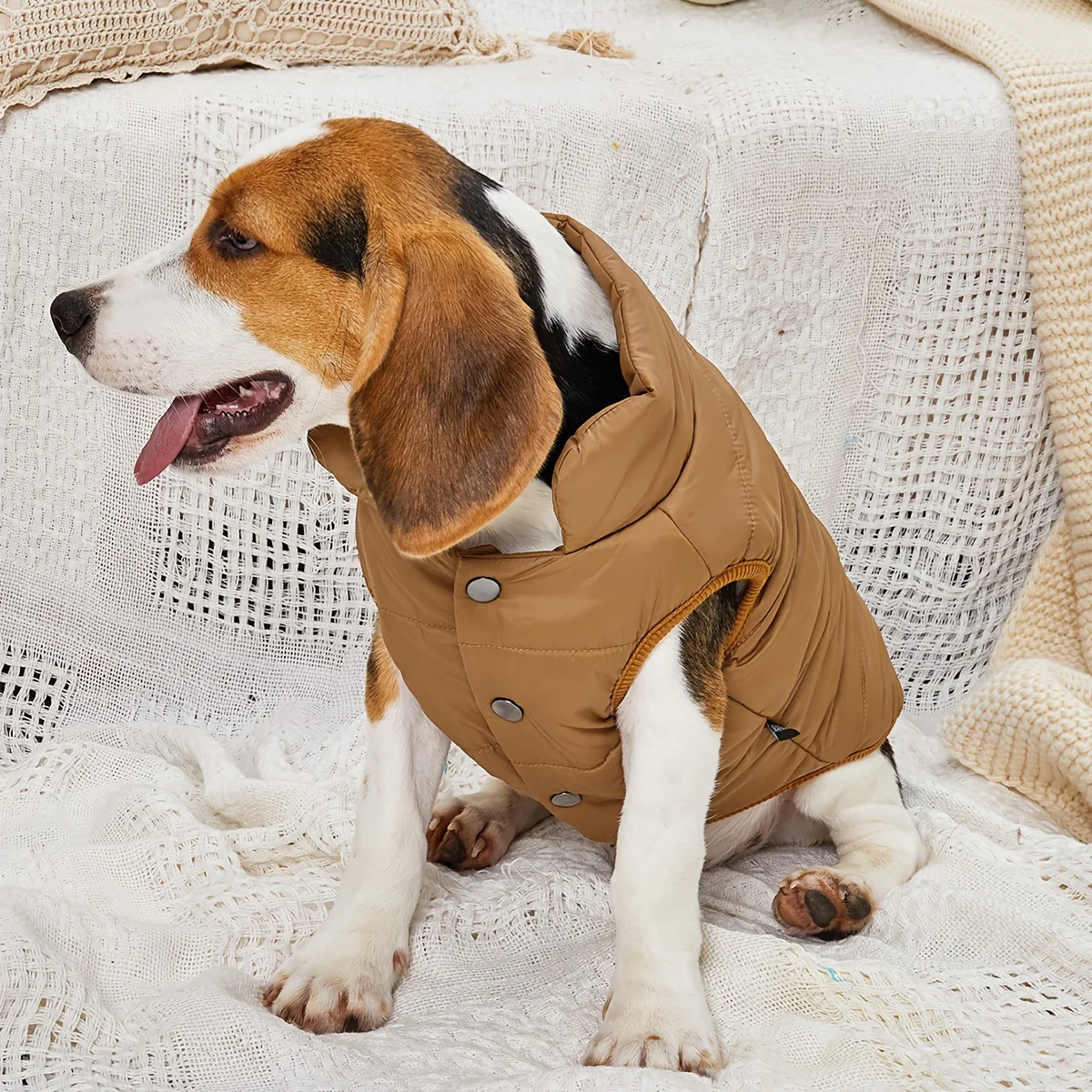 1pc Solid Color Dog Winter Warm Coat Thickened Padded Pet Jacket Soft Comfortable Dog Clothes For Cold Weather - Image 7