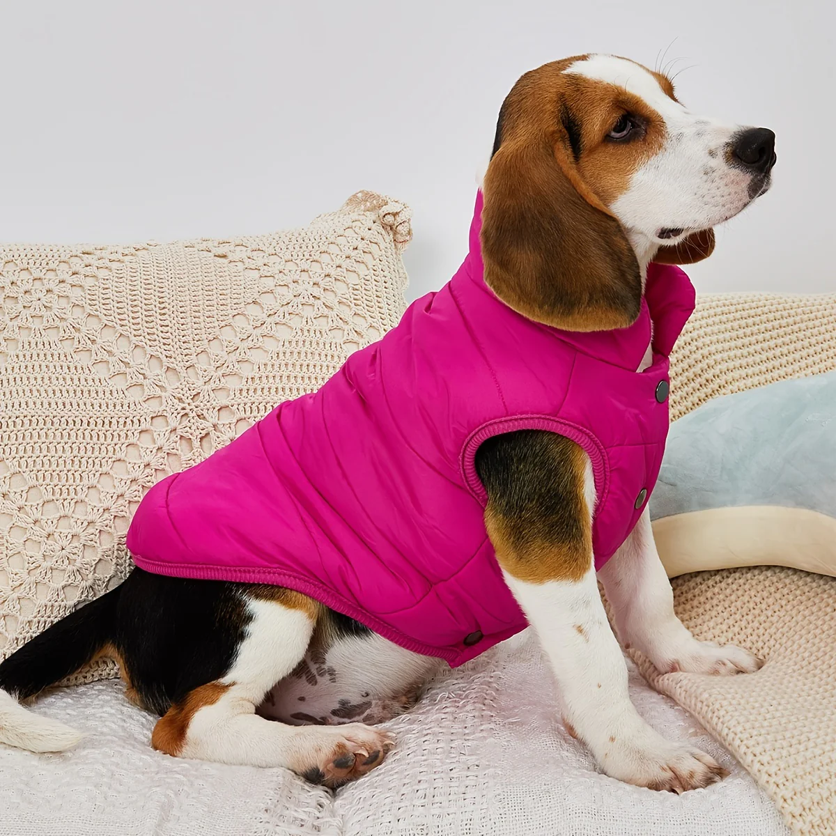 1pc Solid Color Dog Winter Warm Coat Thickened Padded Pet Jacket Soft Comfortable Dog Clothes For Cold Weather - Image 8