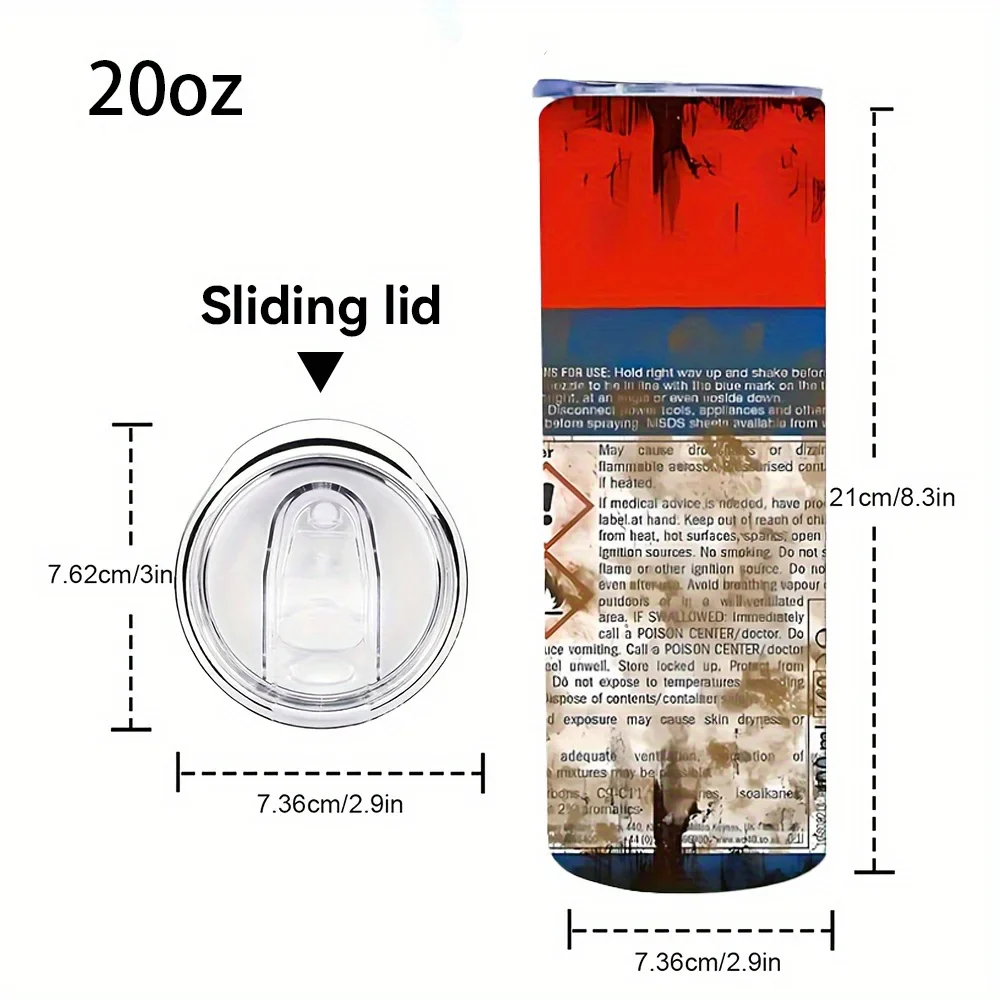 1pcs 20oz Stainless Steel Heat Cold Insulation Straight Water Anytime Bottle, Dual Wall Vacuum Cup, Stains Letter Full Print - Image 4