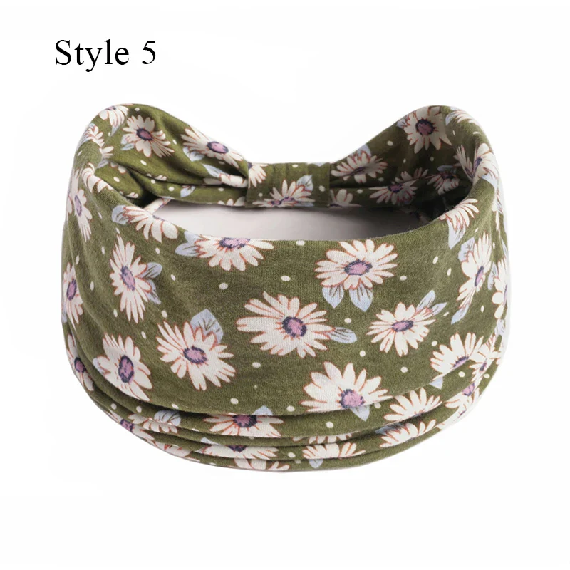 1PCS Boho Flower Print Wide Headband Cotton Soft Bandana Headpiece Hair Accessories For Women Hair Bands DIY Headwear Hairband - Image 11