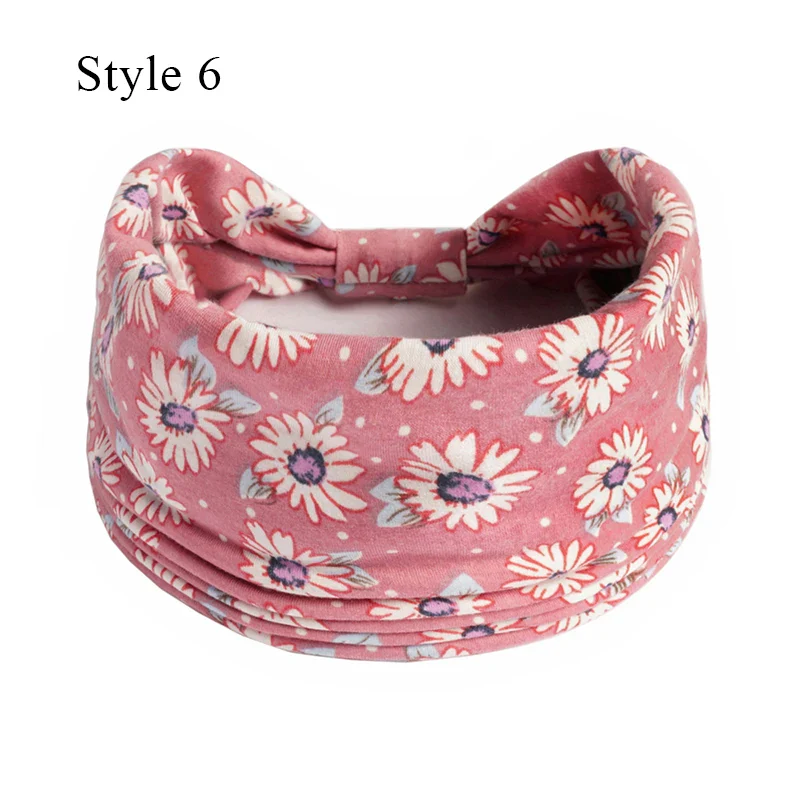 1PCS Boho Flower Print Wide Headband Cotton Soft Bandana Headpiece Hair Accessories For Women Hair Bands DIY Headwear Hairband - Image 12
