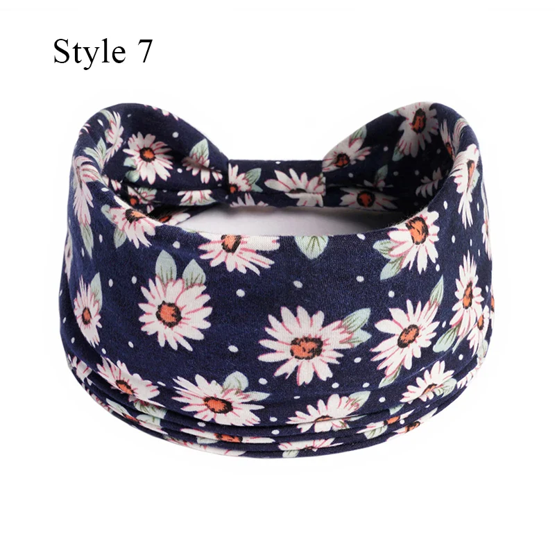 1PCS Boho Flower Print Wide Headband Cotton Soft Bandana Headpiece Hair Accessories For Women Hair Bands DIY Headwear Hairband - Image 13