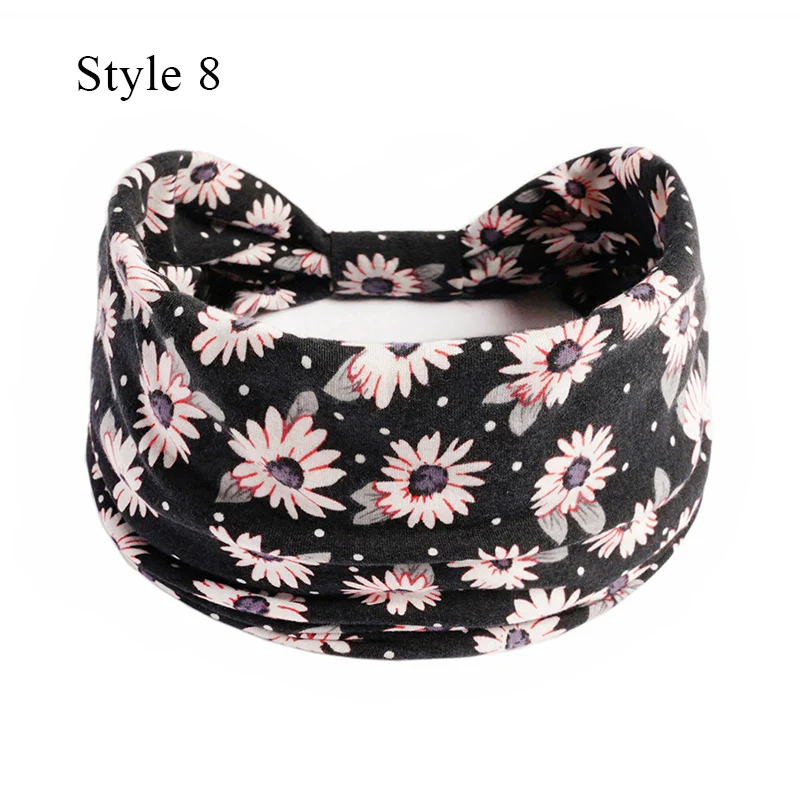 1PCS Boho Flower Print Wide Headband Cotton Soft Bandana Headpiece Hair Accessories For Women Hair Bands DIY Headwear Hairband - Image 14