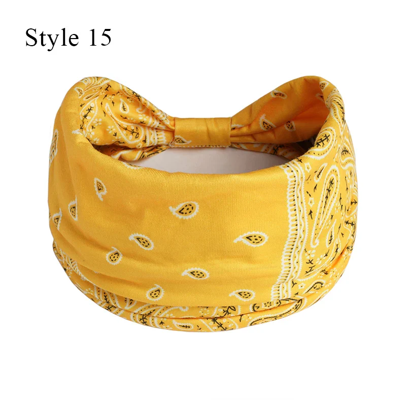 1PCS Boho Flower Print Wide Headband Cotton Soft Bandana Headpiece Hair Accessories For Women Hair Bands DIY Headwear Hairband - Image 21