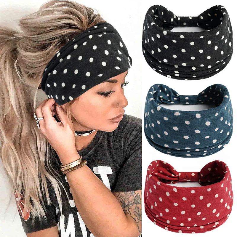 1PCS Boho Flower Print Wide Headband Cotton Soft Bandana Headpiece Hair Accessories For Women Hair Bands DIY Headwear Hairband - Image 3