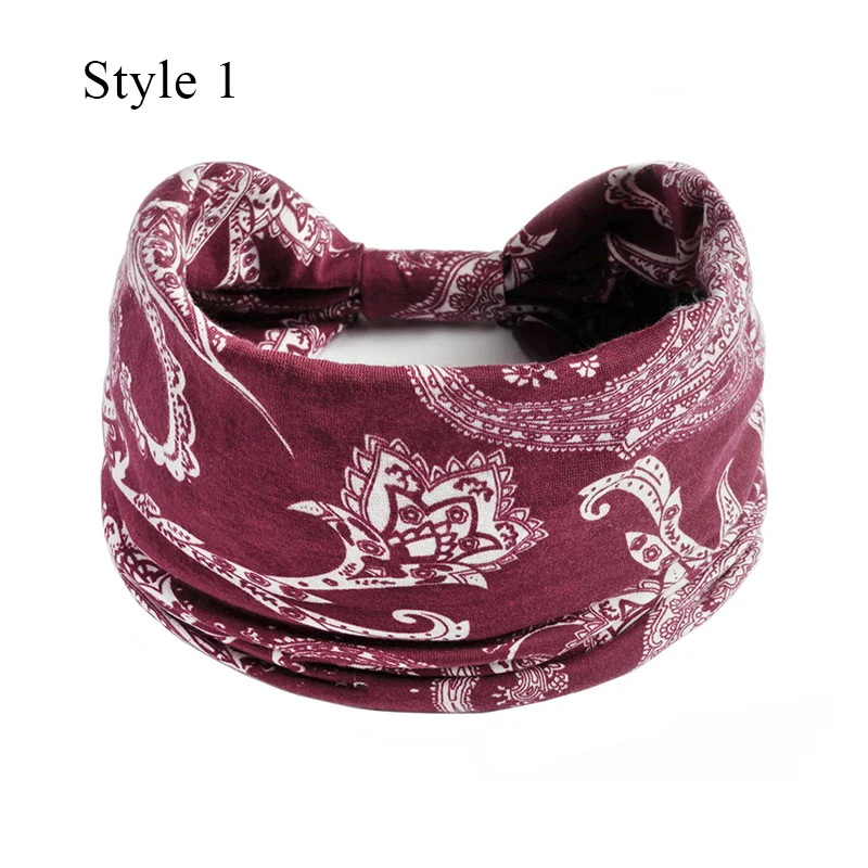 1PCS Boho Flower Print Wide Headband Cotton Soft Bandana Headpiece Hair Accessories For Women Hair Bands DIY Headwear Hairband - Image 7