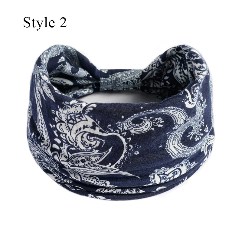 1PCS Boho Flower Print Wide Headband Cotton Soft Bandana Headpiece Hair Accessories For Women Hair Bands DIY Headwear Hairband - Image 8