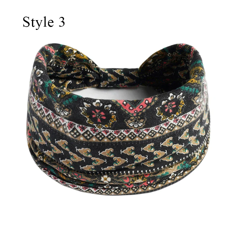 1PCS Boho Flower Print Wide Headband Cotton Soft Bandana Headpiece Hair Accessories For Women Hair Bands DIY Headwear Hairband - Image 9