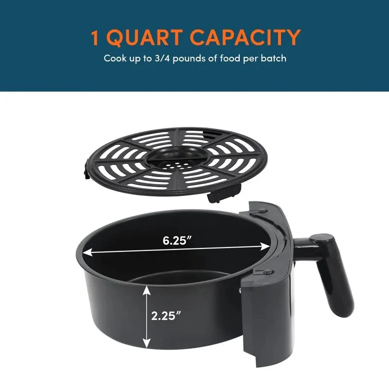 1Qt Compact Air Fryer, Black - Image 5
