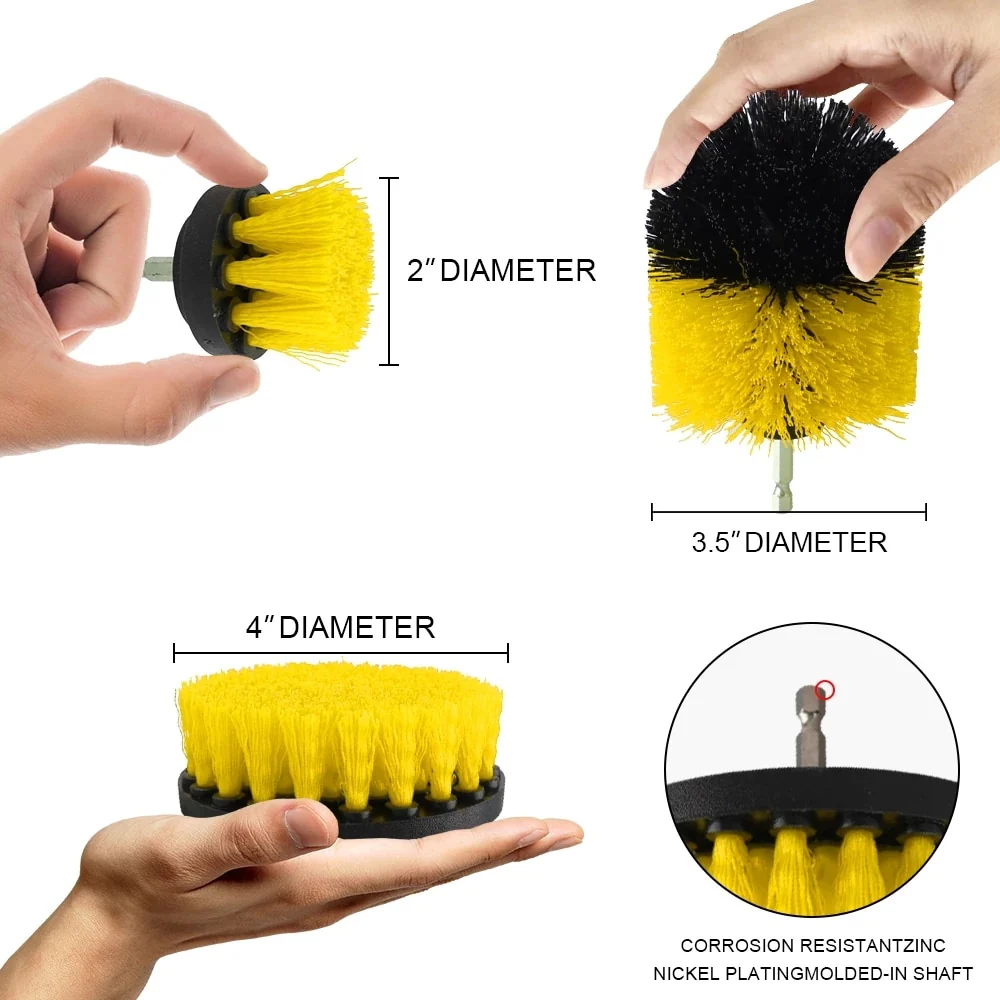 2/3.5/4/5'' Electric Drill Scrubber Brush Power Brush Set Kit Car Soft Brush Drill Kit Bathroom Kitchen Auto Care Cleaning Tools - Image 4