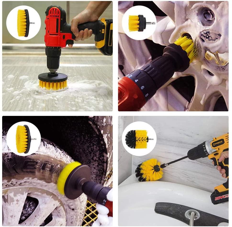 2/3.5/4/5'' Electric Drill Scrubber Brush Power Brush Set Kit Car Soft Brush Drill Kit Bathroom Kitchen Auto Care Cleaning Tools - Image 8