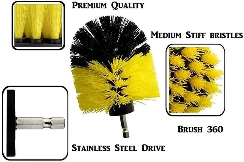 2/3.5/4/5'' Electric Drill Scrubber Brush Power Brush Set Kit Car Soft Brush Drill Kit Bathroom Kitchen Auto Care Cleaning Tools - Image 9