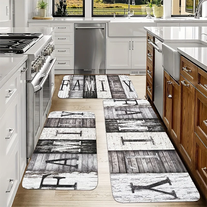 2/3pcs Farmhouse Style Kitchen Mats, Wooden Board Mats, Flannel Material Stain Resistant, Non-slip, Soft and Comfortable, Easy to Clean, Machine Washable Knitted Polyester, Suitable for Bedroom, Living Room, Dining Room, Kitc - Image 9