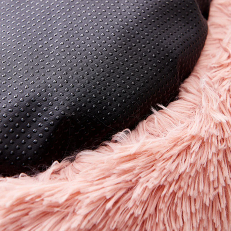 2 in 1 Round Warm Pet Bed House Polyester Cat Bed, Long Plush, Winter, with Sleeping Bag Sofa Cushion for Cat - Image 5