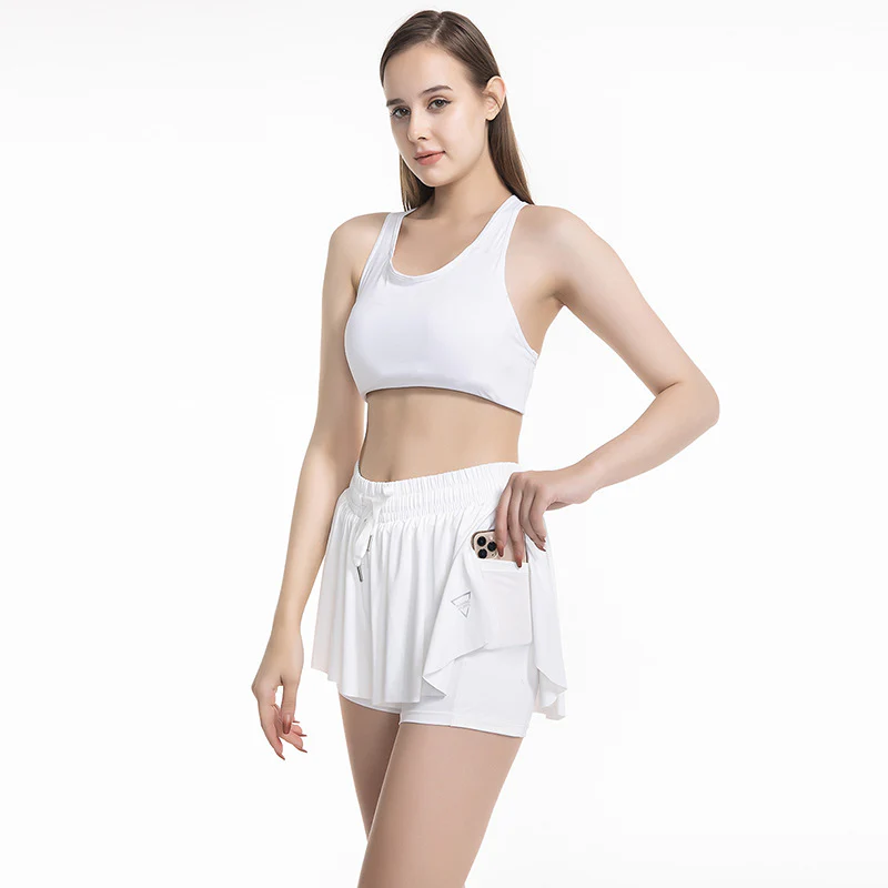 2 in 1 Summer Women Gym Yoga Athletic Womens Workout Biker Spandex Lounge Sweat Skirt - Image 14