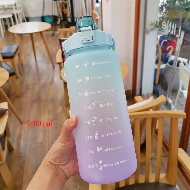 2 Liters Water Bottle Motivational Drinking Bottle Sports Water Bottle With Time Marker Portable Reusable Plastic Cups 900ml - Image 10