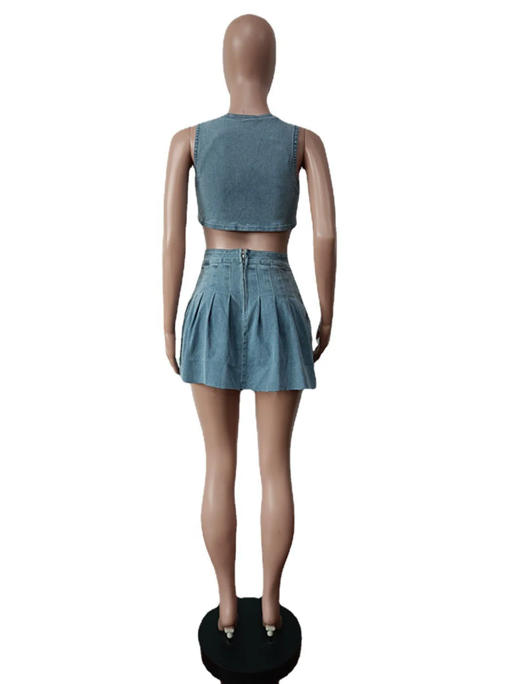 Sexy 2 Piece Set Jeans Women Shorts Set Women Denim Ladies Skirts and Top Set Women Crop Top - Image 6