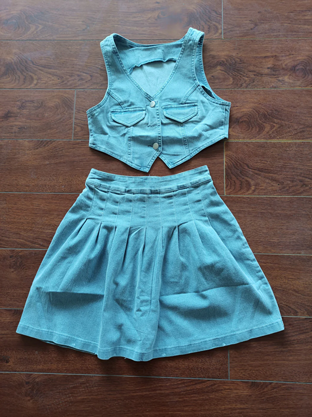 Sexy 2 Piece Set Jeans Women Shorts Set Women Denim Ladies Skirts and Top Set Women Crop Top - Image 7