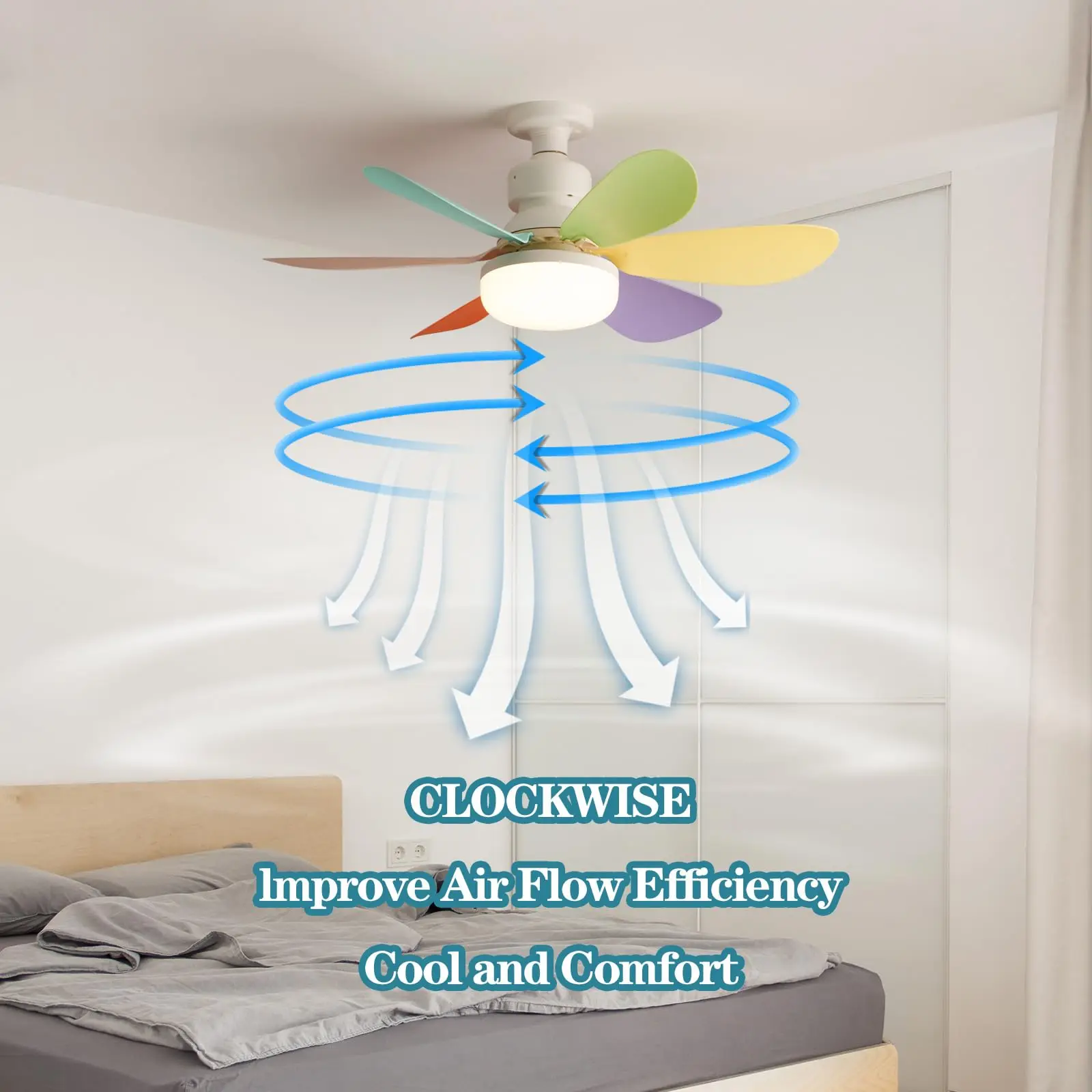 20.5-inch LED 40W ceiling fan light E27 with remote dimming function, suitable for living room, study, and home use, 85-265V - Image 3