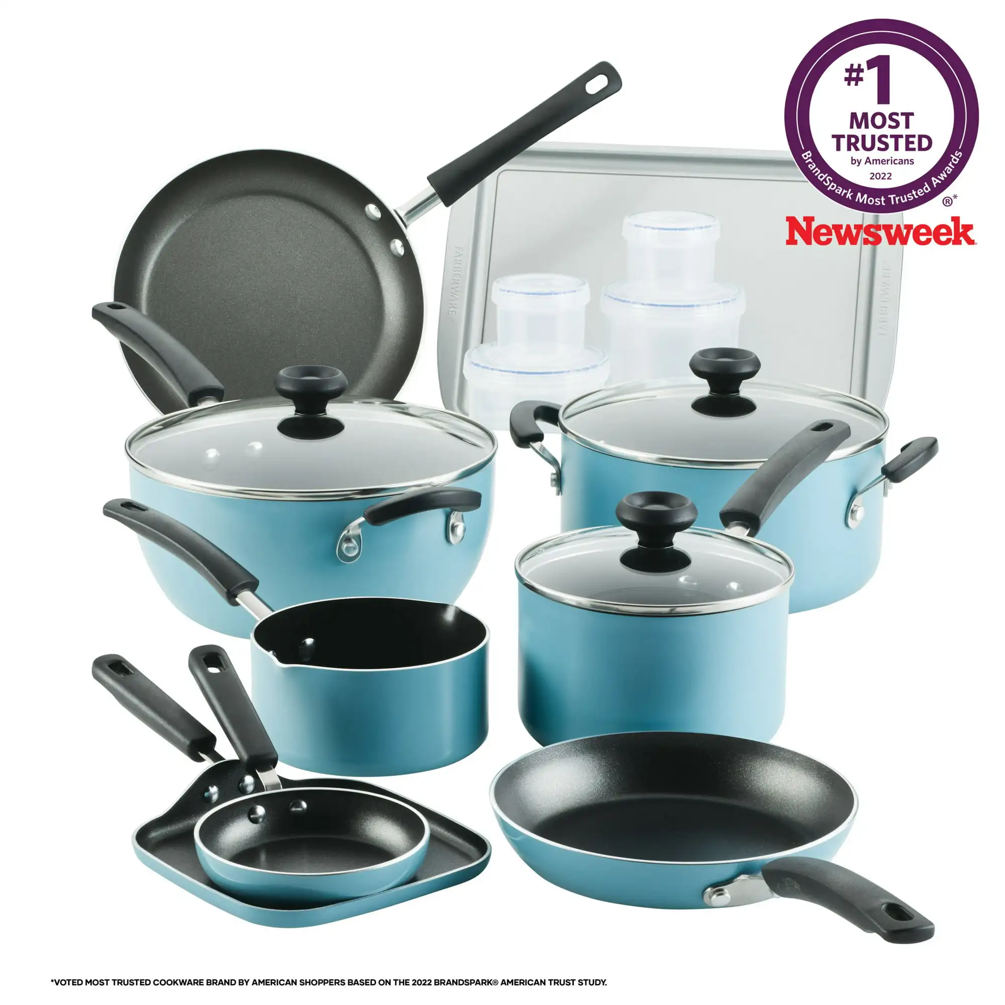 20-Piece Easy Clean Aluminum Nonstick Cookware Cooking Pots and Pans Set Saucepan with Spouts Stockpot Storage Containers - Image 7
