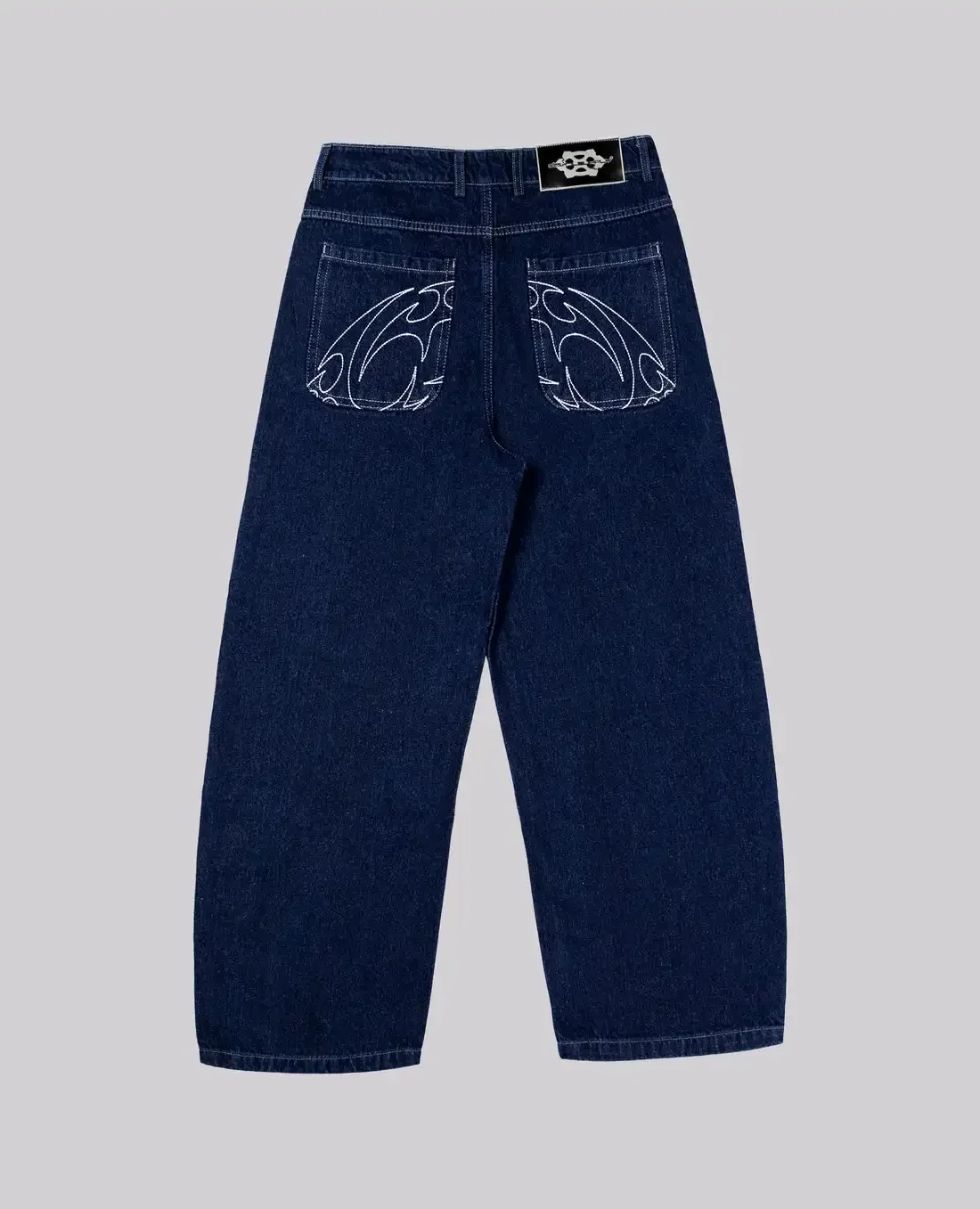 2000s Retro Street Embroidery Jeans Male R&BY2K Harajuku Hip Hop Gray Style Jeans Male Solid Color Loose Straight Pants Female - Image 10