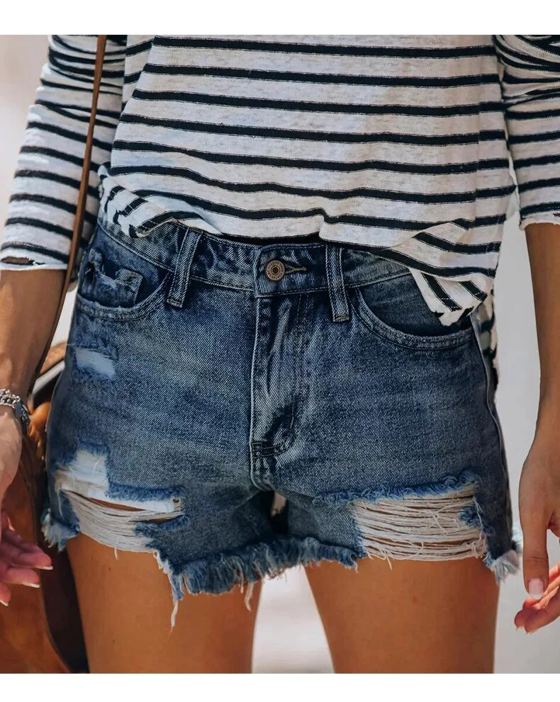 2020 Hot sale summer women's ripped jeans shorts fashion casual slim denim shorts office ladies shorts clothing S-2XL - Image 3