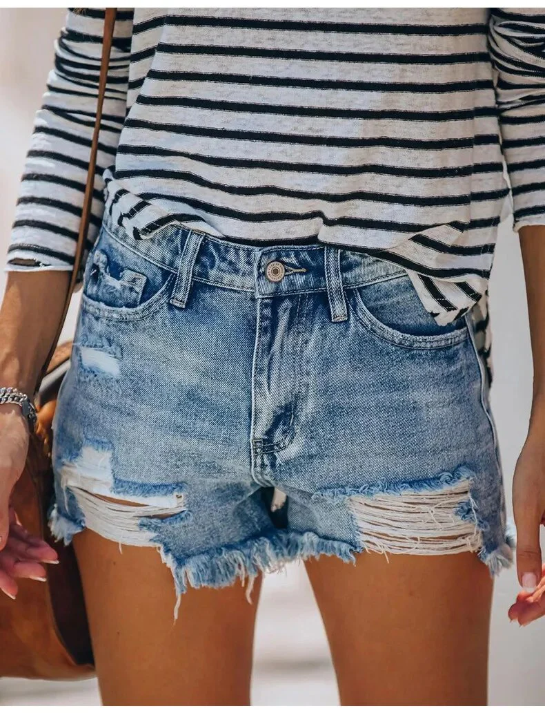 2020 Hot sale summer women's ripped jeans shorts fashion casual slim denim shorts office ladies shorts clothing S-2XL - Image 4