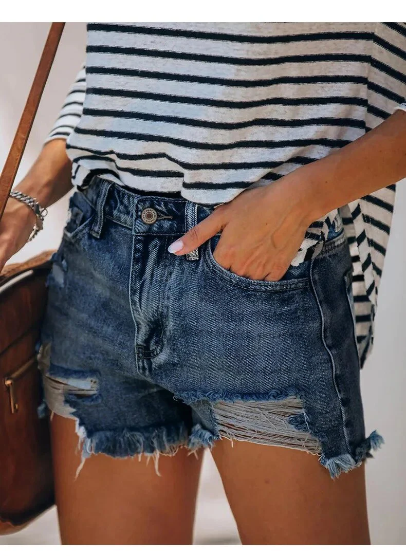2020 Hot sale summer women's ripped jeans shorts fashion casual slim denim shorts office ladies shorts clothing S-2XL - Image 5