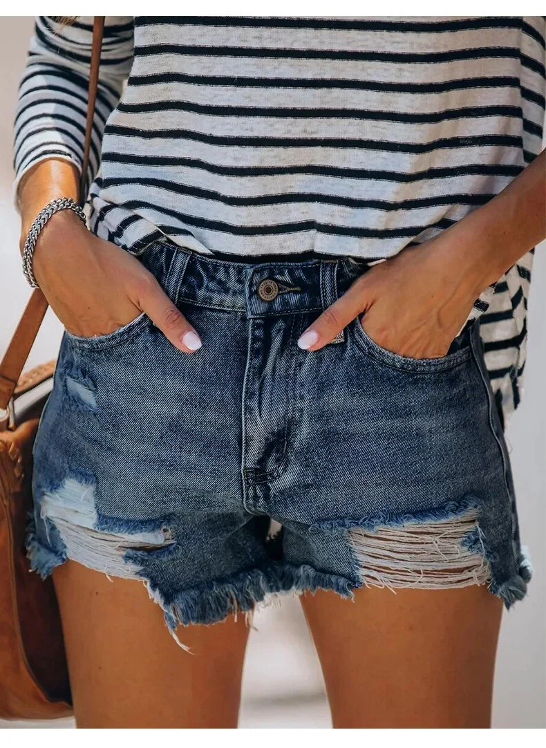 2020 Hot sale summer women's ripped jeans shorts fashion casual slim denim shorts office ladies shorts clothing S-2XL - Image 7
