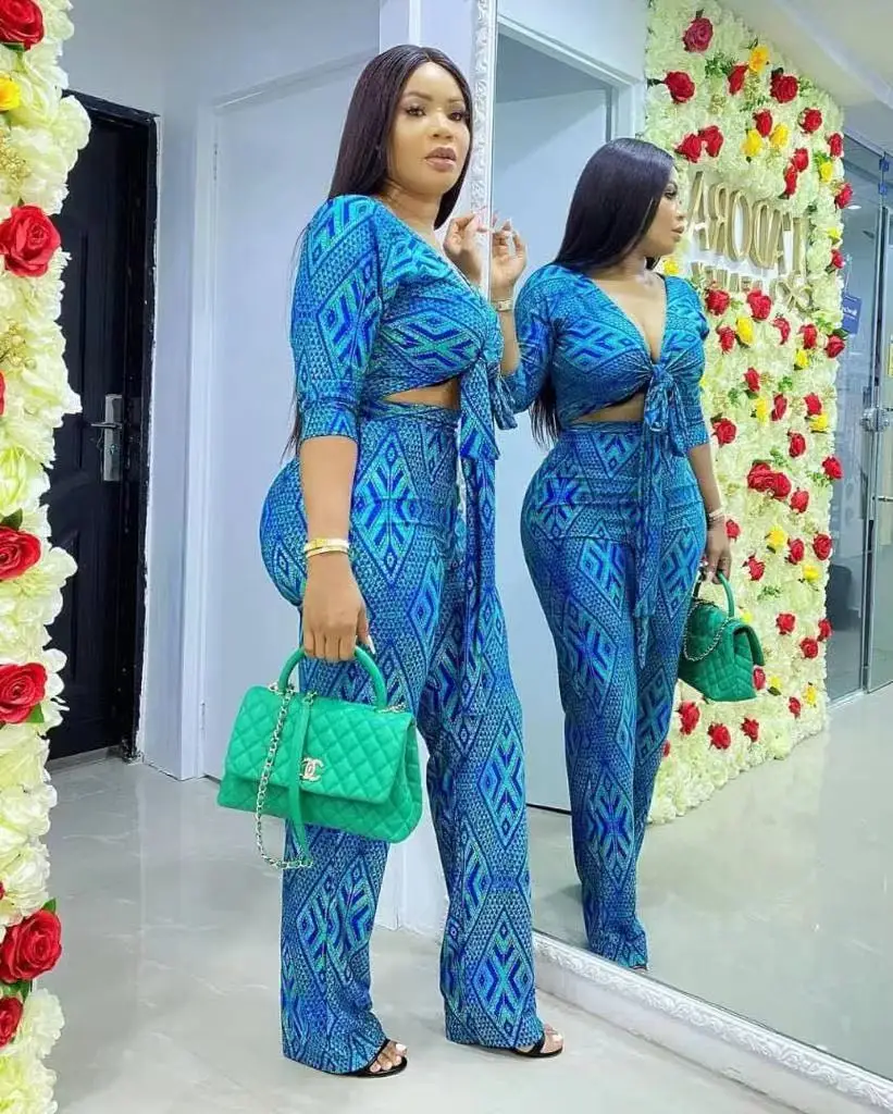 2020 Ins Internet Celebrity Famous two pieces Office Lady Women Set Print Floral T-shirts And Long Pants - Image 7