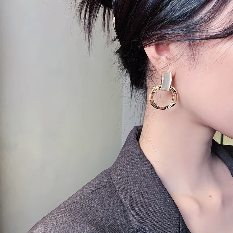 2020 New High Sense Opal Circle Pendant Dangle Earrings Fashion Party Luxury Accessories Sexy Korean Girl‘s Jewelry For Woman - Image 5