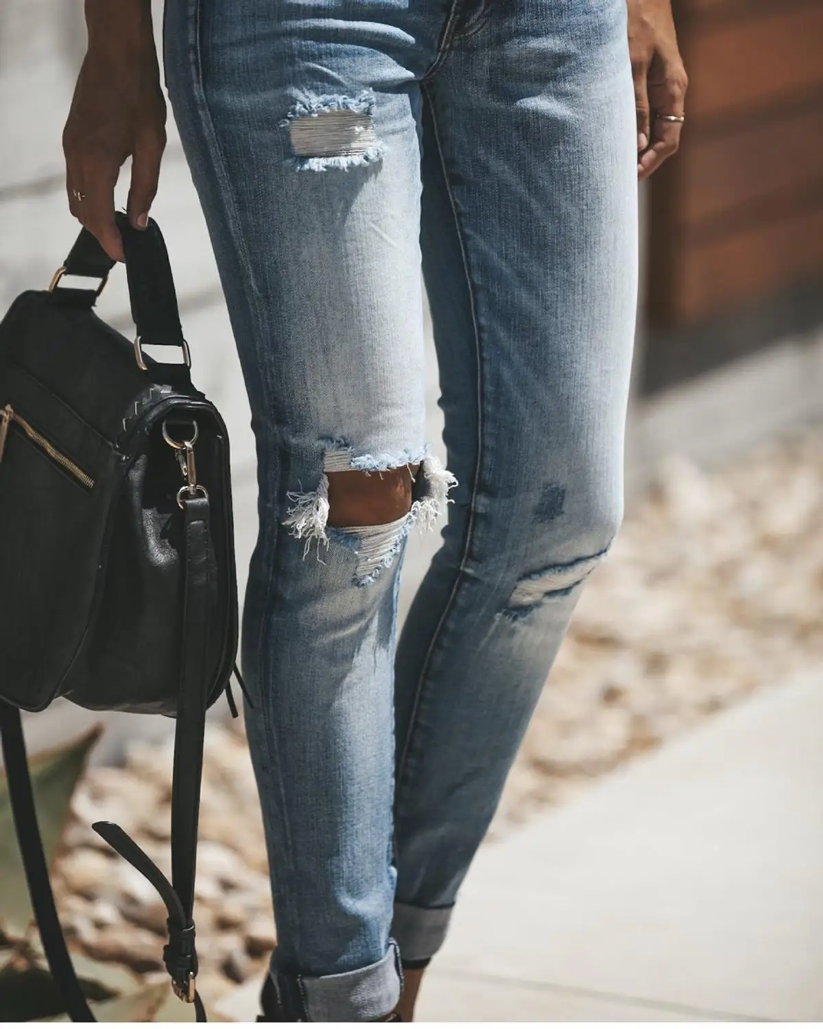 2020 NEW Retro Light Blue Ripped Jeans For Women Slim Stretch Denim Pencil Pants Street Fashion Casual Trousers S-2XL Drop Ship - Image 6