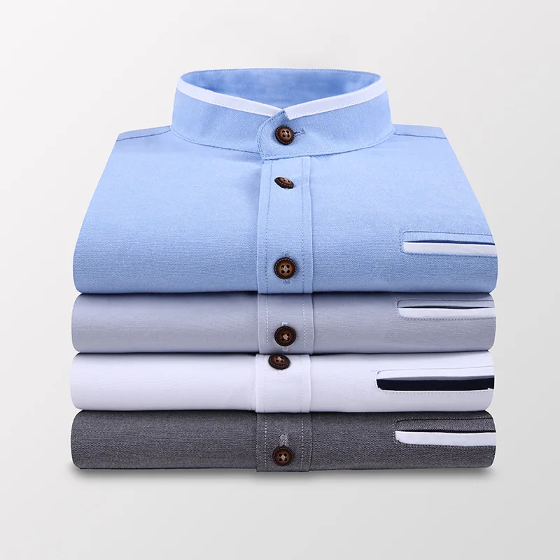 2020 New Summer Men Short Sleeve Shirt Stand Oxford Fashion Causal Dress Business Male Shirts Man Brand Clothes 5XL SH017 - Image 6
