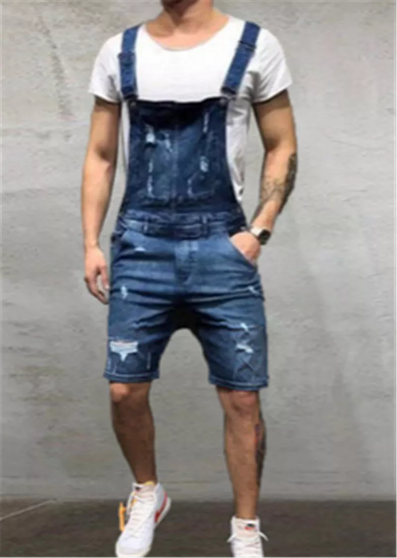2020 Popular Men'S Ripped Jeans Jumpsuits Hi Street Distressed Denim Bib Overalls For Man'S Jeans Suspender Pants Male Rompers - Image 8