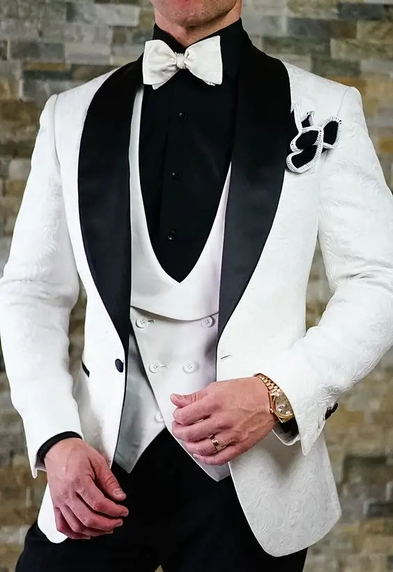 Tailor-Made Burgundy Wedding Men Suits Slim Fit Tuxedo 3 Pieces Suits Groom Prom Jacquard Blazer Terno Masculino Suits - Image 10
