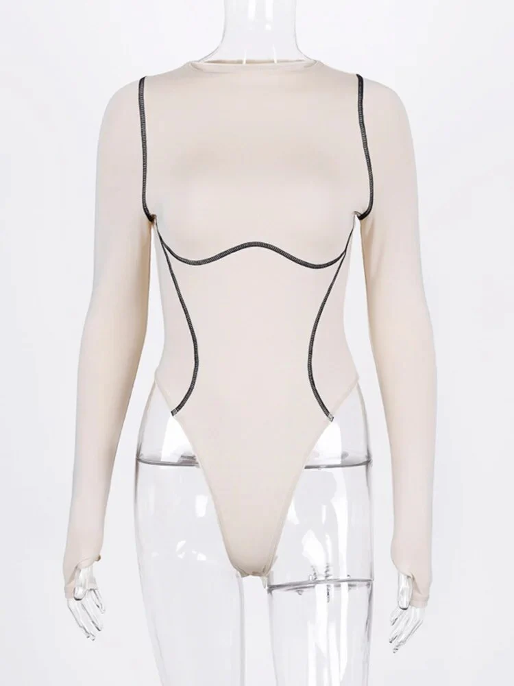 2020 Winter Women Sexy Bodycon Bodysuit Spring Knitted Solid Khaki Long Sleeve Bodysuit Body Tops For Women Jumpsuit - Image 6