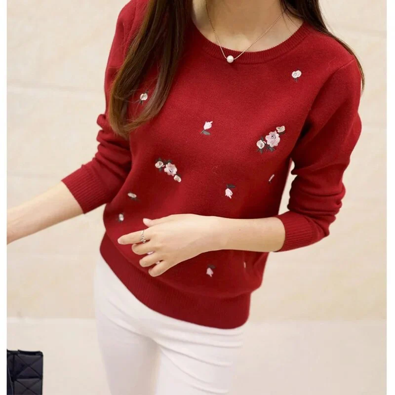 2021 Autumn Sweater Women Embroidery Knitted Winter Women Sweater And Pullover Female Tricot Jersey Jumper Pull Femme Sweaters - Image 11