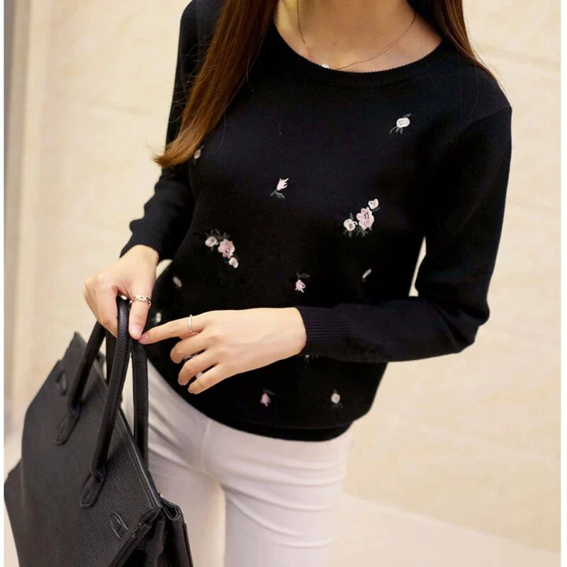 2021 Autumn Sweater Women Embroidery Knitted Winter Women Sweater And Pullover Female Tricot Jersey Jumper Pull Femme Sweaters - Image 5