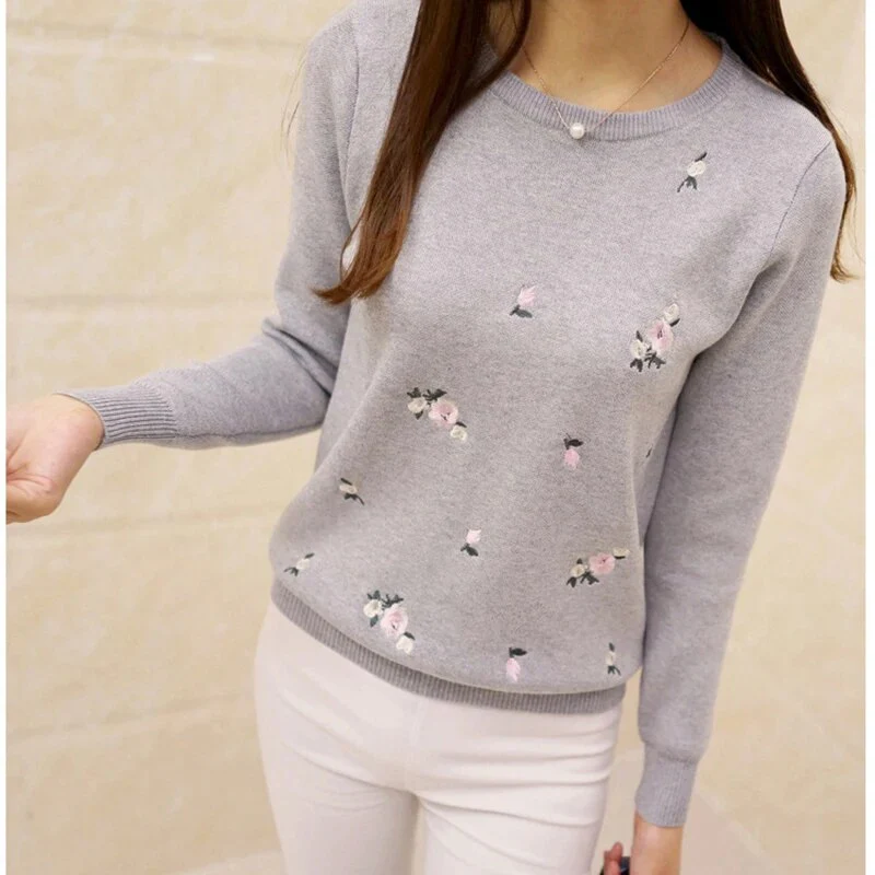 2021 Autumn Sweater Women Embroidery Knitted Winter Women Sweater And Pullover Female Tricot Jersey Jumper Pull Femme Sweaters - Image 6