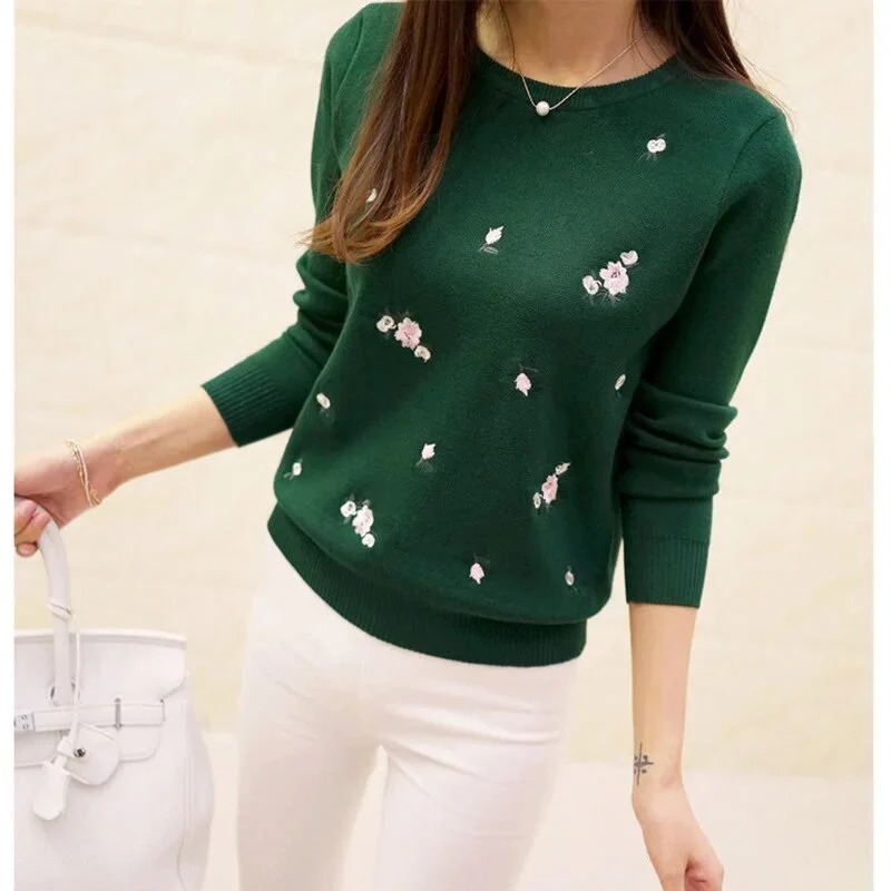 2021 Autumn Sweater Women Embroidery Knitted Winter Women Sweater And Pullover Female Tricot Jersey Jumper Pull Femme Sweaters - Image 7
