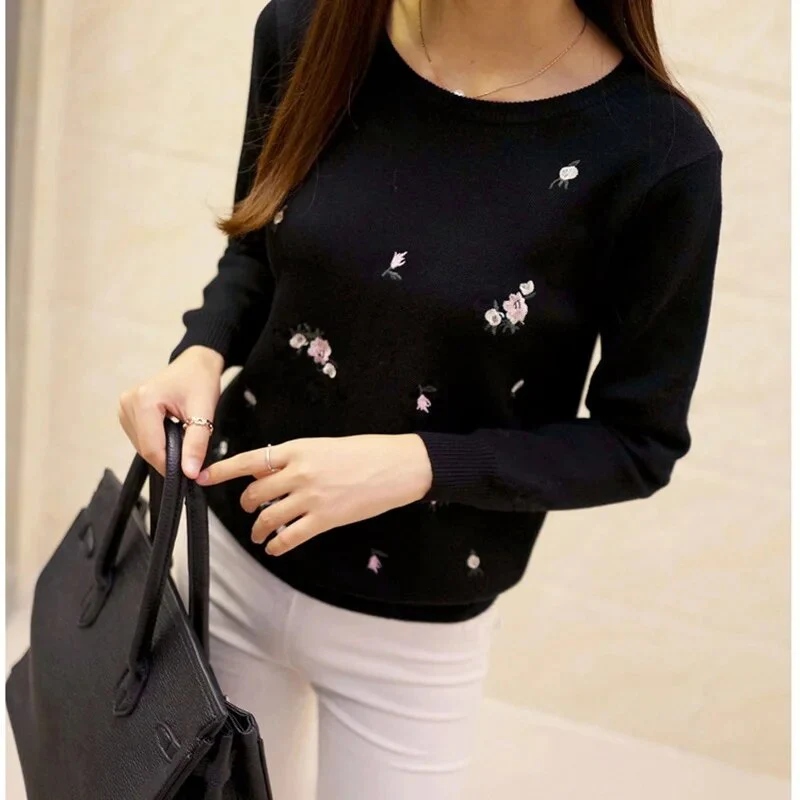 2021 Autumn Sweater Women Embroidery Knitted Winter Women Sweater And Pullover Female Tricot Jersey Jumper Pull Femme Sweaters - Image 8