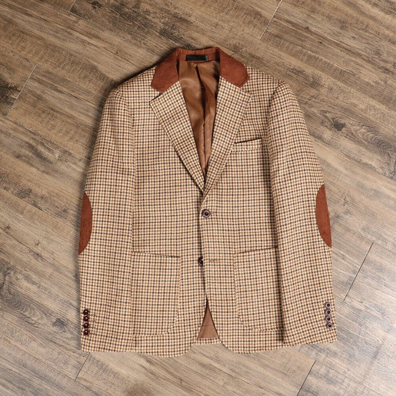 2021 Brown Classic Plaid Tweed Suit for Men Slim fit Groom Wedding Tuxedo - Image 5