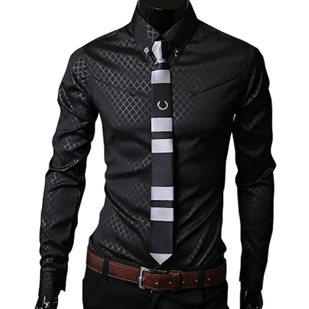 2021 Men Blazers Shirts Argyle Darkstripe Luxury Men's Shirt Business Slim Soft Long Sleeve Casual Dress Shirt Gift For Men - Image 4