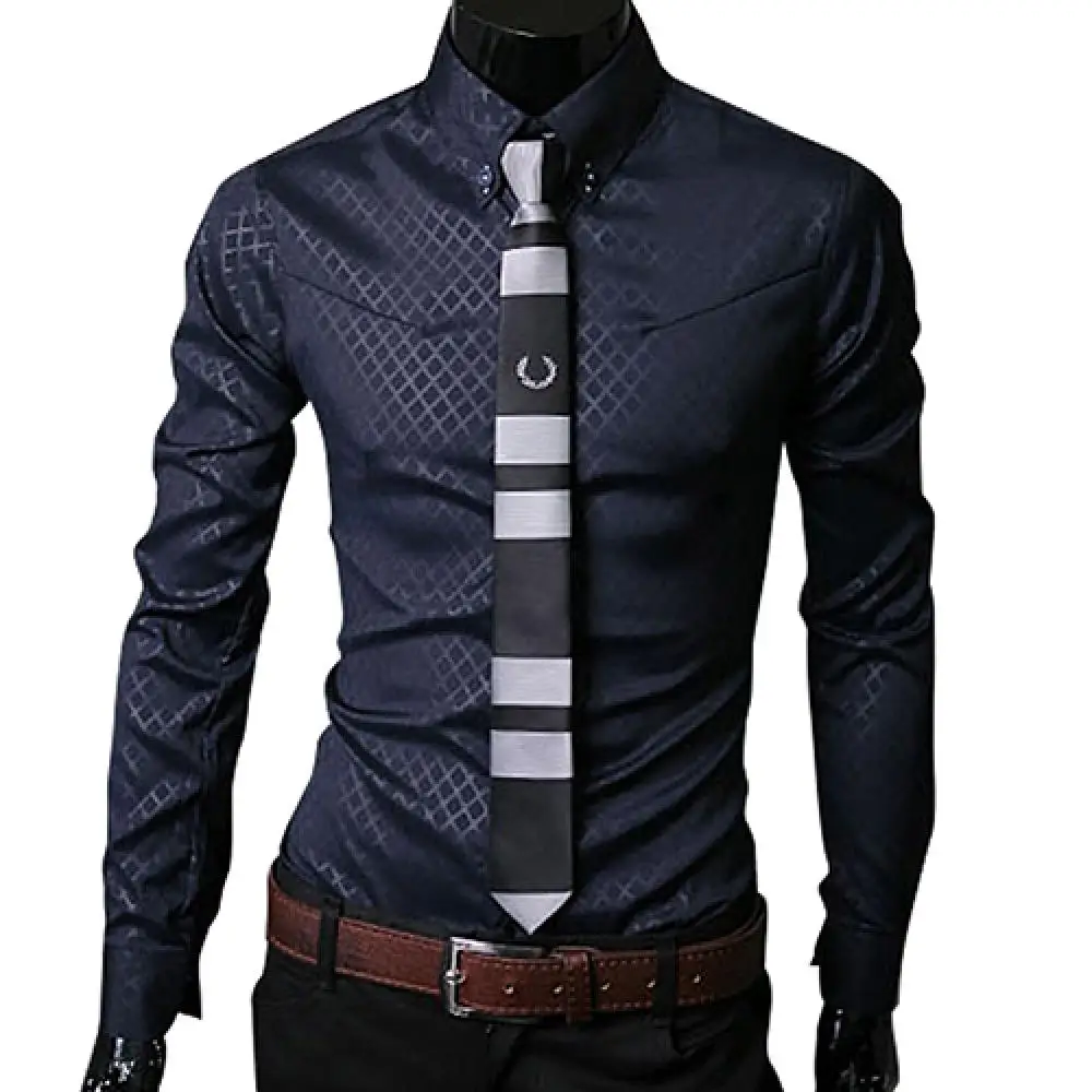 2021 Men Blazers Shirts Argyle Darkstripe Luxury Men's Shirt Business Slim Soft Long Sleeve Casual Dress Shirt Gift For Men - Image 5