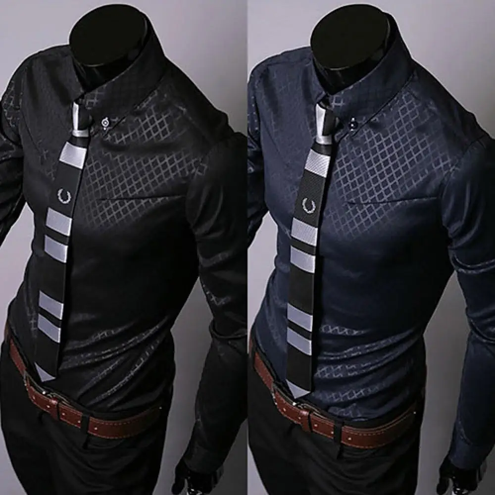 2021 Men Blazers Shirts Argyle Darkstripe Luxury Men's Shirt Business Slim Soft Long Sleeve Casual Dress Shirt Gift For Men - Image 8
