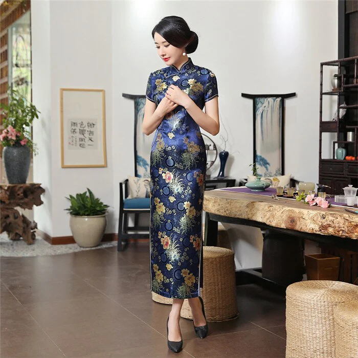 2021Sexy New High Fashion Green Rayon Cheongsam Chinese Classic - Image 2