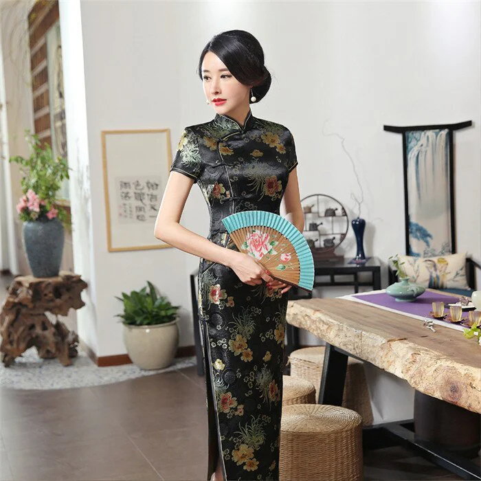 2021Sexy New High Fashion Green Rayon Cheongsam Chinese Classic - Image 6